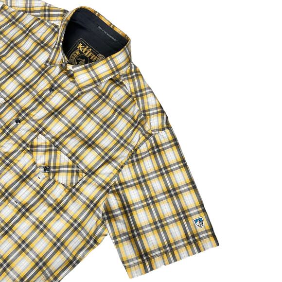 Kuhl Short Sleeve Lightweight Plaid Collared Pearl Snap Front Shirt Size Large - Picture 4 of 9